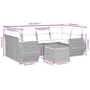 ชุดโซฟาลานบ้านหวายโพลีสีดำ 7 ชิ้นพร้อมชุดเบาะรองนั่งในสวน - Product Image 3