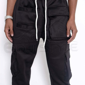 Pantalones Deportivos Negros al por Mayor, Antiarrugas, Transpirables, de Polialgodón, para Entrenamiento Atlético, Gimnasio y Deportes - Product Image 4