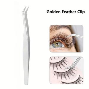 Pinzas de Precisión para Pestañas y Cejas de Acero Inoxidable Plateado, Herramienta de Maquillaje con Diseño Curvo Antiestático y Agarre Recto para Pestañas - Product Image 3