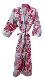 Bata Kimono con Estampado de Dibujos Animados para Mujer, Suave y Transpirable, de Algodón, para Verano, Hecha a Mano, ODM, Cuello en V, Cintura Elástica, Largo Completo - Product Image 5