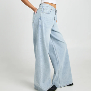 Prix d'usine – Jean droit déchiré et vieilli pour femme, style streetwear décontracté, écologique, respirant, délavé, effet usé, fourniture OEM - Product Image 5