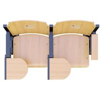 Sillas de Auditorio al por Mayor, Bancas Individuales de Madera y Púlpito Color Bronceado, Mixtas para Salones y Auditorios