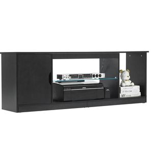 Mobile TV Moderno per TV fino a 65 Pollici, Mobile TV in Legno con Striscia LED e Ripiano in Vetro, Tavolo Porta TV - Product Image 3