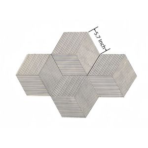 Piastrella Esagonale in Marmo Grigio Carrara, Pietra Naturale con Finitura Testurizzata OL e Design Scanalato 3D per Uso a Parete - Product Image 6