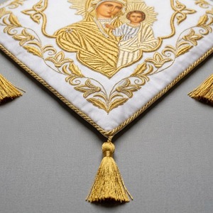 Insignia de Epigonación Ortodoxa Bordada a Mano con Patrón de Cruz de Diamantes y Hilos de Oro, Palitza Litúrgica, con Imperdible de Seguridad, para Tela y Moda - Product Image 4