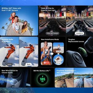 Cámara de Acción <span class=keywords><strong>Insta</strong></span> X5 Profesional Original 8K 60FPS 360° con Sensor de Imagen CMOS Resistente al Agua para Grabación Deportiva y de Motociclismo - Product Image 5