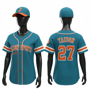 Camiseta de Béisbol para Mujer, 150 GSM, Tela de Poliéster Transpirable, Verde Crema, Franja Vertical, Cierre de Botones, Logotipo Personalizado - Product Image 2