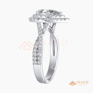925 Sterling Silver Pear Cut Cluster Halo Engagement <b>Ring</b> Women Pave Band American Diamond <b>CZ</b> Wedding <b>Ring</b> Fine Jewelry - Product Image 6