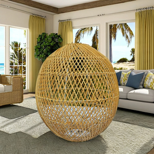 Applique murale ovale en rotin faite à la main, confectionnée à partir de matériaux écologiques, résistante à la chaleur, pour salons, restaurants, hôtels - Product Image 6