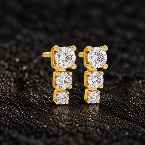 Pendientes de Diamante Cultivado en Laboratorio con Corte Redondo, Oro Sólido de 14K y 18K, Pendientes de Gota Graduados DEF VVS, Joyería Fina, Pendientes de Botón, Venta al por Mayor OEM - Product Image 1