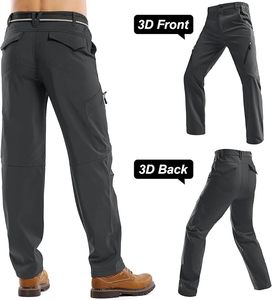 Pantalones de Esquí Impermeables y Cortavientos para Hombre, 10000 mm, Poliéster, Ropa de Nieve para Exteriores, Estilo Cargo, Cierre de Cremallera, Gris - Product Image 3