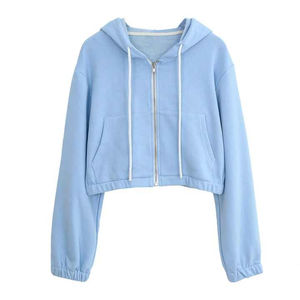 Sudadera con capucha extragrande para mujer con cremallera, talla grande, informal, cuello redondo, top corto con mangas largas, hombros caídos, logo frontal, invierno - Product Image 6