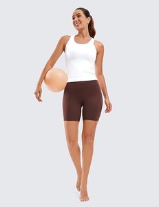 Shorts Deportivos de Cintura Alta para Mujer, Color Sólido, Transpirables, Tejidos en Spandex y Poliéster, Cintura Elástica, para Fitness, Ejercicio y Ciclismo - Product Image 3