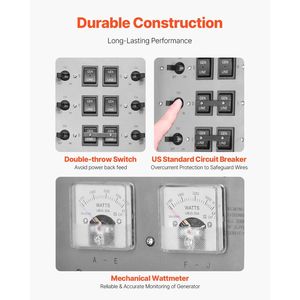 Kit Interruttore di Trasferimento Manuale ATS per Generatore, 30 Ampere, 10 Circuiti, Pre-cablato, con Scatola di Ingresso Alimentazione NEMA L14-30P, Doppia Entrata - Product Image 3