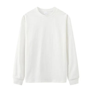 T-shirt basique à col montant en coton lourd 220 grammes, manches longues, 100 % coton, style streetwear personnalisé, pour le collège - Product Image 3