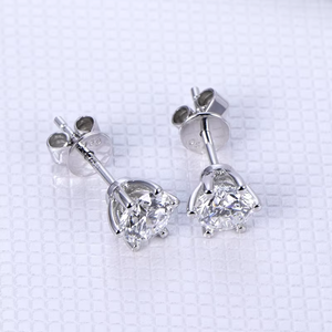 ต่างหูเพชรทรงกลมคลาสสิก หินแล็บ สำหรับผู้หญิง สวมใส่ได้ทุกวัน - Product Image 3