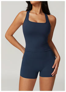 Sujetadores deportivos OEM de cuello cuadrado transpirables, tops tipo racerback, camisetas sin mangas informales de secado rápido para mujer - Product Image 3