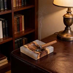 Cenicero Cuadrado Clásico de Madera de Alta Calidad con Incrustaciones de Resina, Porta Cigarros de Escritorio, Multiusos, Decoración para el Hogar, Regalo, Precios Más Bajos - Product Image 6
