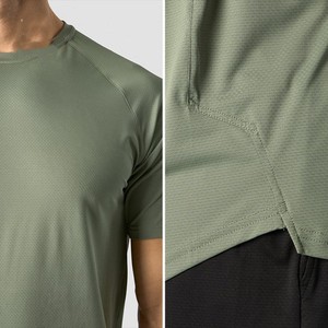 T-shirt pour homme à manches courtes, col rond, séchage rapide, tricoté, 95% coton, écologique, rayé, coupe ajustée, décontracté, sportif, longueur normale, vert - Product Image 6