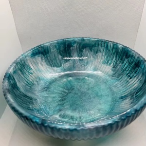 Large Polished Dark Cyan Marble Resin Food Grade Eco-Friendly Classic Stocked Decorative Serving Bowl Party Catch-All - Product Image 1