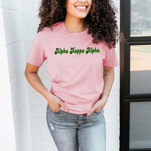 Camiseta AKA Trucker Rosa para Mujer, Cuello Redondo, Manga Corta, Algodón, Camiseta de Hermandad Griega, Ropa Casual para el Campus - Product Image 6
