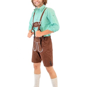 High Quality Bavarian Lederhosen for <b>Men</b> Solid Traditional German <b>Leather</b> Pants Casual Custom Embroidery Brown Color New Cheap - Product Image 5