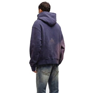 Acid Wash Pullover Hoodie Oem Cotton Stone Vintage Oversized Crop Acid Wash Hoodie para hombres Custom Brand Logo algodón mezclado - Product Image 2