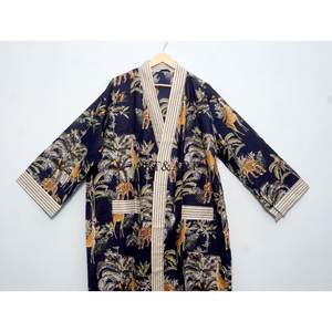 100% Cotton Kimono Robes Pure Cotton Kimono Hand Block Printed Floral Cotton Kimono <b>Shower</b> Robe in Wholesale price for sleep - Product Image 2