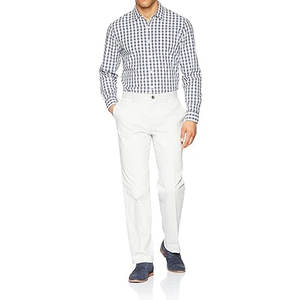 men's <b>pants</b> White Straight Leg Chino <b>Pants</b> Mid Waist Smart Casual Lightweight Cotton Oxford Trousers Button Closure <b>Summer</b> Wear - Product Image 5
