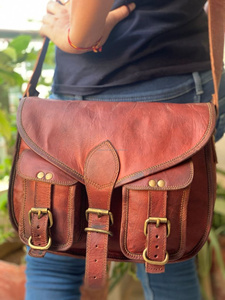 Populaire fait à la main en cuir de chèvre véritable sac à bandoulière en cuir Garin complet sac à bandoulière cartable dames sac Maessenger sac à main de voyage - Product Image 2