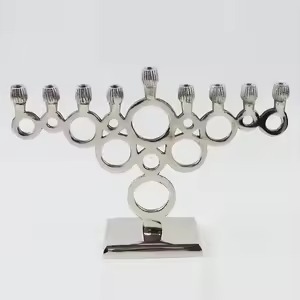 Modern Metal Menorah Candle Holder Decorative Candelabra for Jewish Hanukkah Religious <b>Activities</b> Home <b>Table</b> Display - Product Image 3