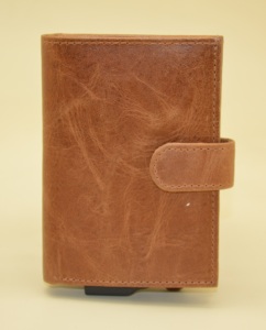 Factory Custom Crazy Horse Leather Pop up <b>RFID</b> Blocking Card Holder With Zipper Coin Purse <b>Wallet</b> <b>for</b> <b>Men</b> - Product Image 2
