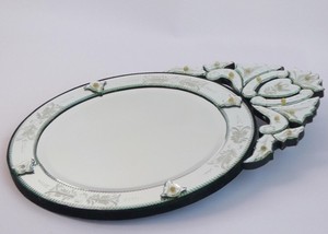 Miroir rond vintage orné de style vénitien en verre de Murano, miroir mural biseauté - Product Image 2