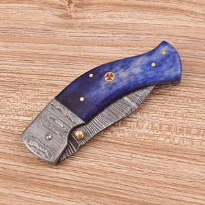 Couteau pliant artisanal en acier Damas OEM à lame droite pour usage quotidien, avec verrouillage Liner Lock, pour la poche et l'extérieur, EDC, vente en gros, fabricant - Product Image 5