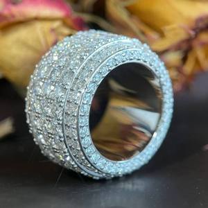 Hiphop Full Moissanite Diamond <b>Ring</b> 100% Real 925 Sterling Silver Party Wedding Band <b>Rings</b> for Women Bridal Engagement Jewelry - Product Image 4
