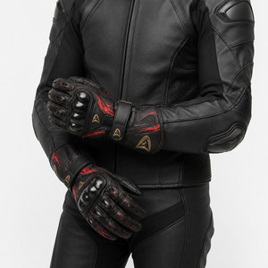 Gants de course moto de qualité supérieure en cuir noir respirant avec fermeture auto-agrippante pour motocross - Product Image 4