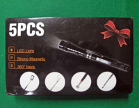 TL0275 Juego de 5 piezas de barra de extensión telescópica magnética de acero inoxidable de calidad superior, herramienta de recogida magnética flexible telescópica