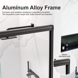 Porta Doccia Scorrevole Doppia Semi-Frameless 56''x60''x72'' con Vetro Temperato SGCC Spessore 6mm Finitura Opaca - Product Image 3