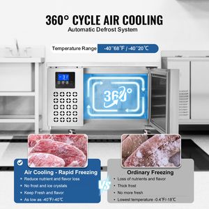 Congelatore rapido commerciale da 80 L/2,8 piedi cubi con 3 vassoi e 4 modalità di congelamento, attrezzatura di refrigerazione per cucina - Product Image 4