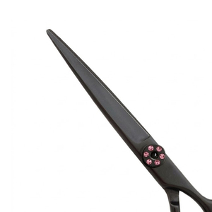 Tijeras de Corte de Pelo Profesionales de Alta Calidad en Negro Mate con Tornillo de Tensión con Pedrería Rosa, Tijeras de Barbero Ergonómicas - Product Image 5