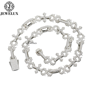 Premium Moissanite <b>Statement</b> <b>Necklace</b> 925 Silver Rhodium Plated Cross Link Chain Hip Hop Unisex Jewelry Indian Supplier - Product Image 4