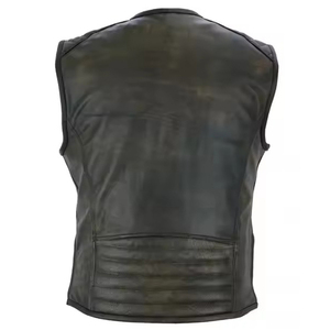 Chaleco de Cuero Casual Profesional de Diseño Personalizado, Transpirable, Resistente al Viento, Anti-UV, Ecológico, de Cuero Vacuno para Hombre, Invierno - Product Image 2