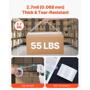 Nastro Adesivo Trasparente BOPP per Imballaggio, Bobina da 3 Pollici, 6 Rotoli, 7,6 cm x 59,7 m, Spessore 2,7 Mil, Nastro per Imballaggio Resistente Progettato per l'Efficienza - Product Image 4