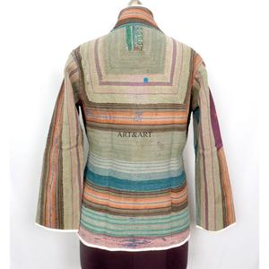 Wholesale Vintage <b>Kantha</b> <b>Jacket</b> With Handmade Patch Work Design Summer Bohemian Women Clothing with pockets and mandarin collar - Product Image 4