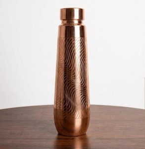 High Finished Pure <b>Copper</b> Water <b>Bottle</b> Aesthetic Metal <b>Drinking</b> <b>Bottle</b> For Homes Offices Yoga Vintage Ayurvedic Drink Vessel - Product Image 6