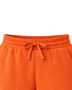Pantalones Cortos Deportivos Personalizados para Mujer, Color Naranja, de Algodón y Felpa, Cintura Elástica con Cordón, para Gimnasio, Casuales, de Verano, Fabricante y Proveedor OEM - Product Image 4
