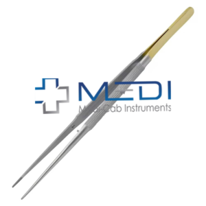 Pinces microchirurgicales de précision Premium à pointe fine droite en acier inoxydable plaqué or par medicab - Product Image 1
