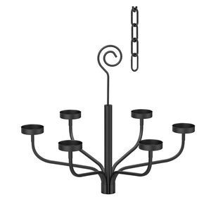Hanging Candle Chandelier for <b>Tealight</b> Candles Metal Wall Sconce Black Indoor Outdoor Decorative - Product Image 3