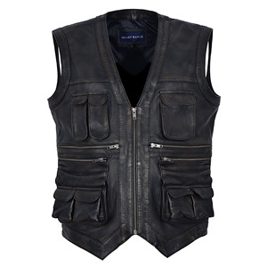 Chaleco de Caza Personalizado 100% Cuero Napa para Hombre, Chaleco Utilitario Vintage de Cuero Auténtico con Múltiples Bolsillos, Inspirado en Chris Pratt - Product Image 1