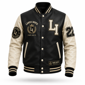 Custom OEM Varsity Letterman Jacket Men Leather Baseball College Jacket Embroidered Chenille Patch Bomber Jacket Bulk Wholesale - Product Image 1